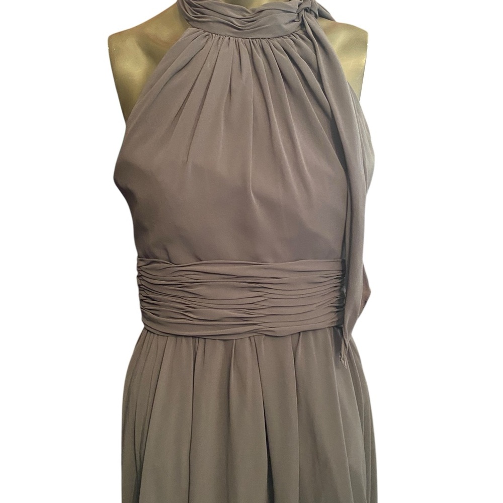 Evening Wear Soft Grey Flowing Full Length Dress Size 16 - Picture 2 of 8